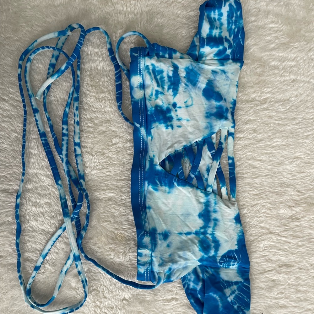Frankies Bikinis off the shoulder tie dye bikini top